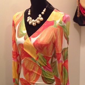 CAbi Floral Wrap Top